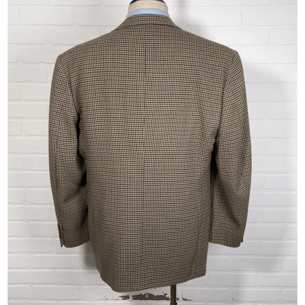 Stafford‎ Options Blazer Men 42R Brown Multi Houndstooth Three Button Wool USA